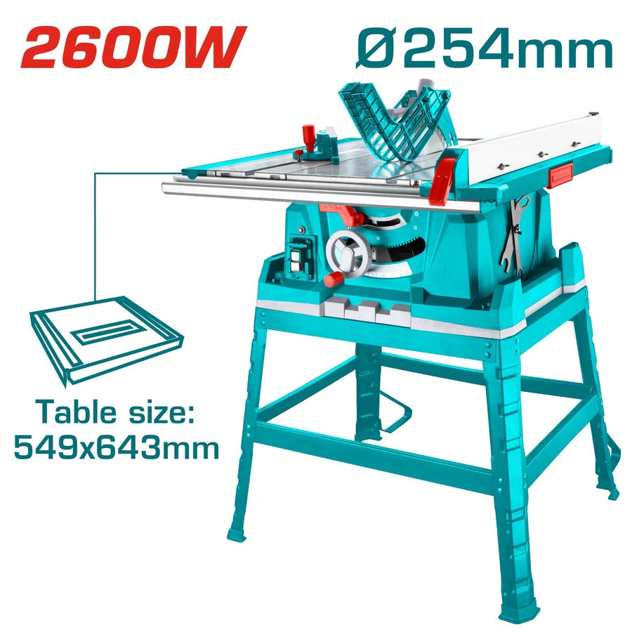 TOTAL TS526043 2600W Table Saw - 254mm (10") Blade Total